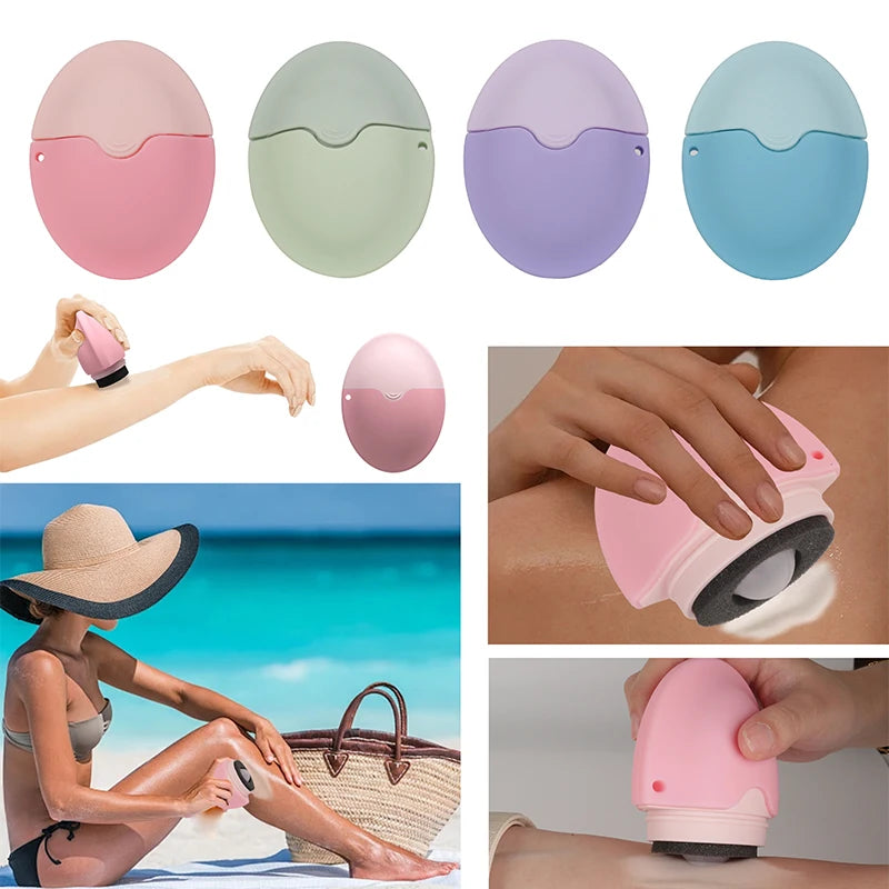 Applicateur de Crème Solaire en Silicone Ovale - Flacons Rechargeables pour Lotion et Crème, Portable pour Voyage en Plein Air, Camping"