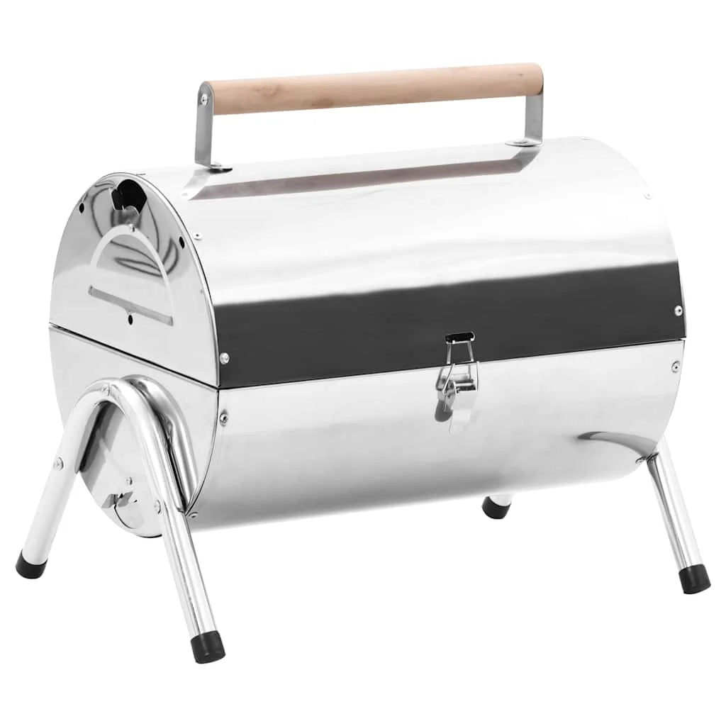 Barbecue Portable en Acier Inoxydable avec Couvercle – Barbecue Charbon de Bois pour Table de Jardin, Idéal pour Pique-nique, Plage et Camping