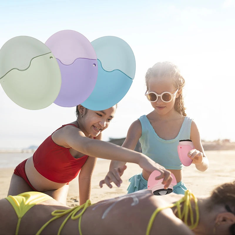 Applicateur de Crème Solaire en Silicone Ovale - Flacons Rechargeables pour Lotion et Crème, Portable pour Voyage en Plein Air, Camping"