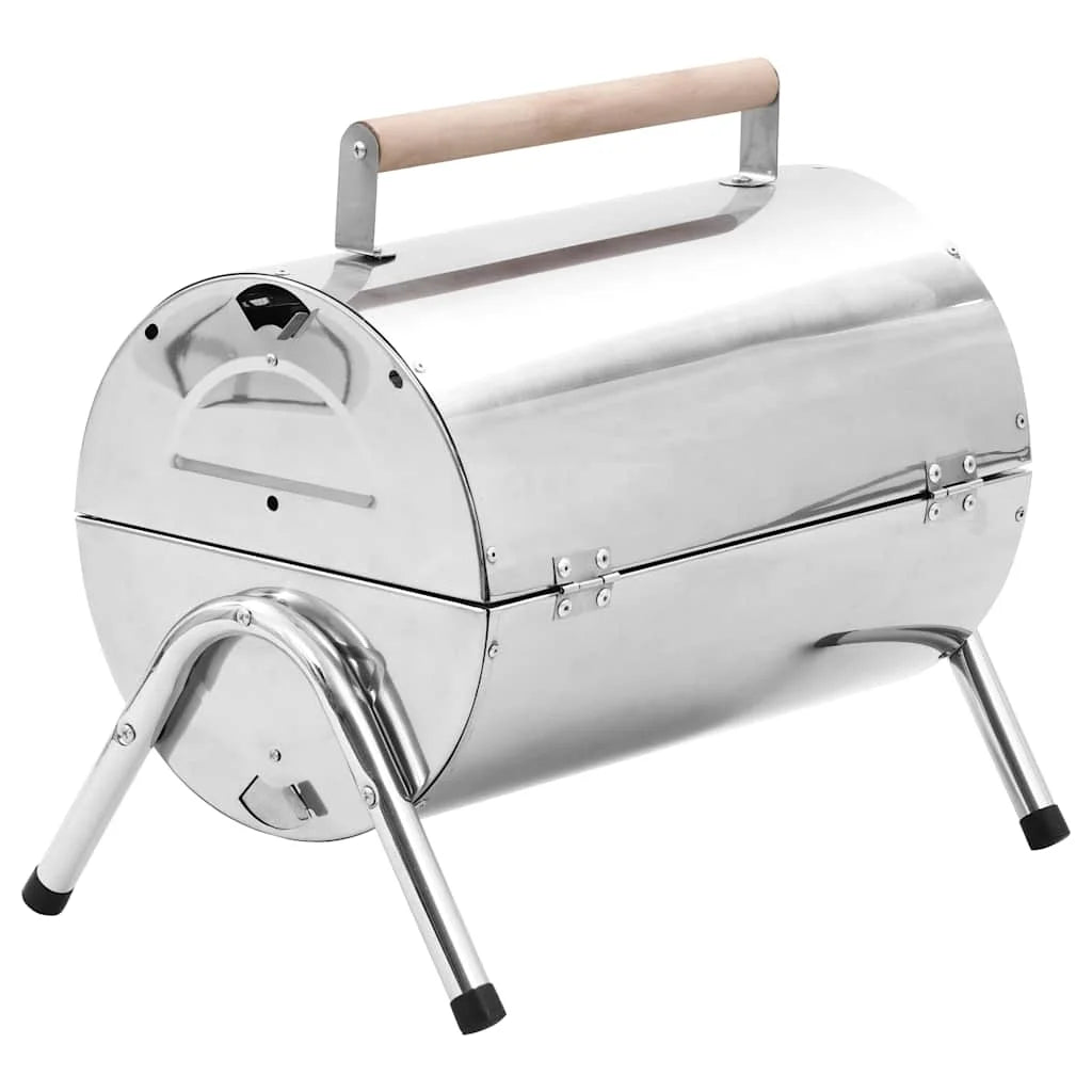 Barbecue Portable en Acier Inoxydable avec Couvercle – Barbecue Charbon de Bois pour Table de Jardin, Idéal pour Pique-nique, Plage et Camping