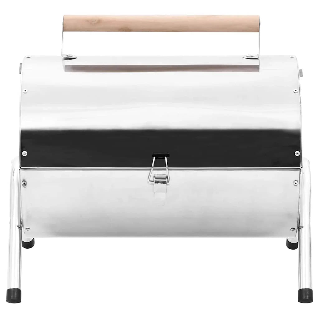 Barbecue Portable en Acier Inoxydable avec Couvercle – Barbecue Charbon de Bois pour Table de Jardin, Idéal pour Pique-nique, Plage et Camping