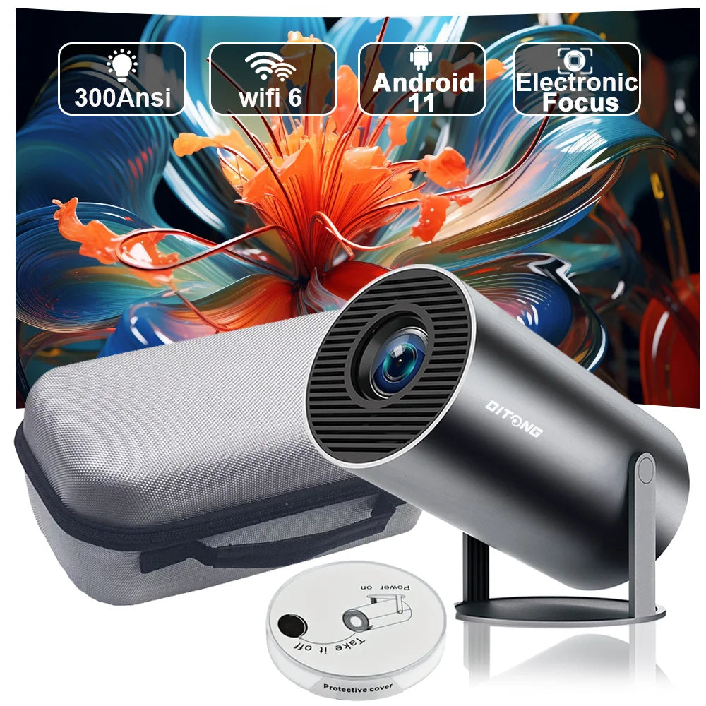Projecteur portable DITONG HY300 Plus HD 4K 1280x720P Android LED Vidéo Home Theater Cinéma Mini Projecteur Téléphone Movie HY300 Pro"